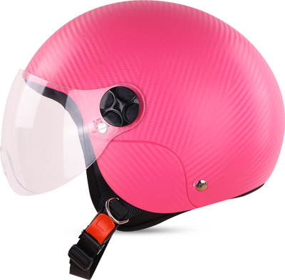 Steelbird SBH-16 Ruby ISI Certified Open Face Helmet Motorbike Helmet(Dashing Pink with Clear Visor)