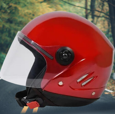 Lxt Red_Half_face_Helmet_with ISI Certified_RE_67 Motorbike Helmet(Red)