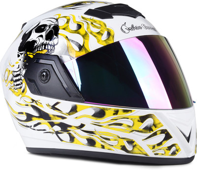 urban carrier ABS Ghost Rider Full Face Rainbow Visor Motorbike Helmet(Yellow)