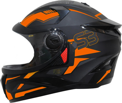 Steelbird SBH-17 Terminator Full Face Graphic Helmet in Matt Black Fluo Dark Orange Motorbike Helmet(Matt Black Fluo Dark Orange)