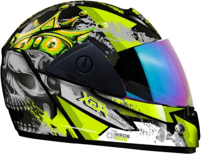 FOROLY Rado Nirvan with Anti UV Rainbow Visor ABS Material Unisex (ZX-1) Motorbike Helmet(Green)