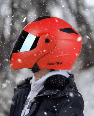 Agx Material with Rainbow Visor Motorbike Helmet(Red)