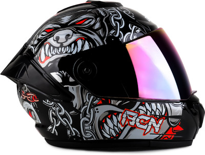 Agx Autogreen Pitbull Speed with Rainbow Visor Motorsports Helmet(Red)