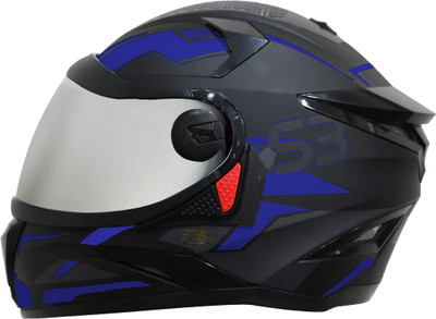Steelbird SBH-17 Terminator ISI Certified Full Face Graphic Helmet Motorbike Helmet(Black Blue)