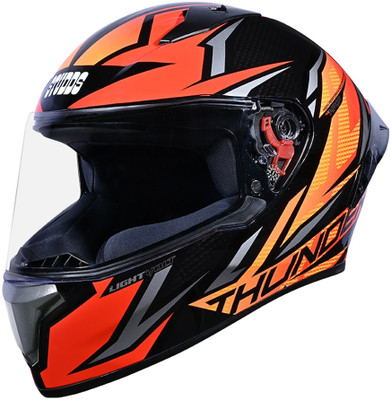 STUDDS Thunder Lightvolt ISI and DOT Certified Full Face Helmet Motorbike Helmet(Black - Red N10)