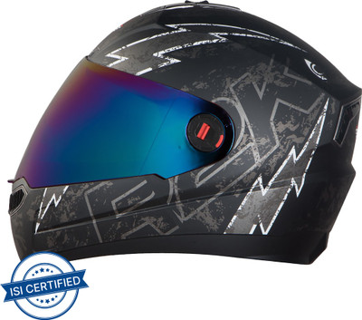 Steelbird R2K LIVE Motorbike Helmet(Matt Black Grey with Chrome Rainbow Visor)