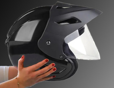 ROAD ARMOR ABS Material Flip Up Full Face Stylish with Plain Visor For Men Motorbike Helmet Motorbike Helmet(Black)