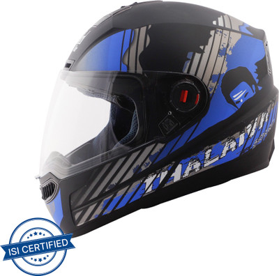 Steelbird SBA-1 Thalaiva Full Face ISI Certified Helmet Fitted Clear Visor Motorbike Helmet(Matt Black Blue with Clear Visor)