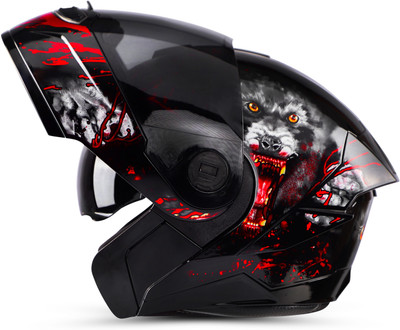 Steelbird SBA-8 Roar ISI Certified Flip-Up Helmet for Men with Inner Smoke Sun Shield Motorbike Helmet(Glossy Black with Smoke Visor)