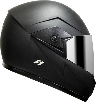 TURTLE F1-L-60-Black-Silvr@ Motorbike Helmet(Black)