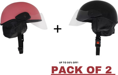 Anjana MULTI PURPOSE UNISEX OPEN HALF HELMET MOTORSPORT AND CYCLING (BLACK & PINK)) Motorbike Helmet(BLACK & PINK)