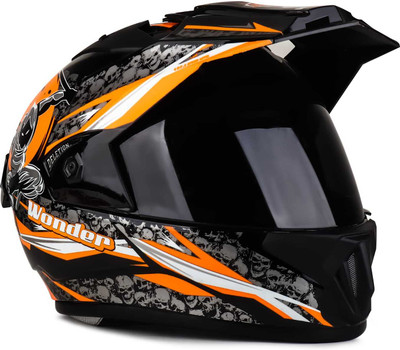 Agx Wonder Ninja Cap ABS Material with Polycarbonate Visor Motorbike Helmet(Orange)