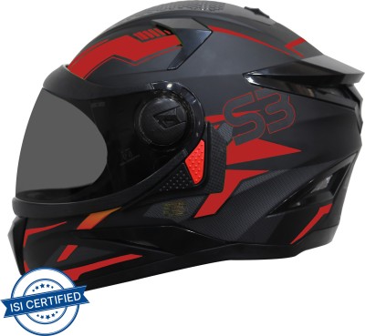 Steelbird SBH-17 Terminator Full Face Graphic Motorbike Helmet(Matt Black Red with Smoke Visor)