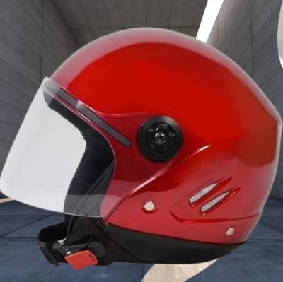 Lxt Red_Half_face_Helmet_with ISI Certified_RE_76 Motorbike Helmet(Red)