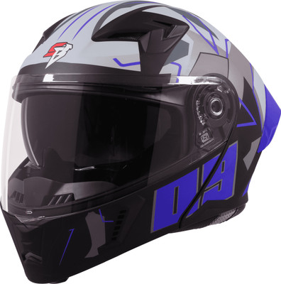 Steelbird Air SBA-20 ISS 09 GLOSSY BLACK BLUE LARGE Motorsports Helmet(Black, Blue)