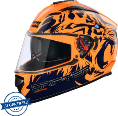 STUDDS Drifter D2 Full Face Helmet with Clear Visor (Orange N1, L) Motorbike Helmet(Orange)