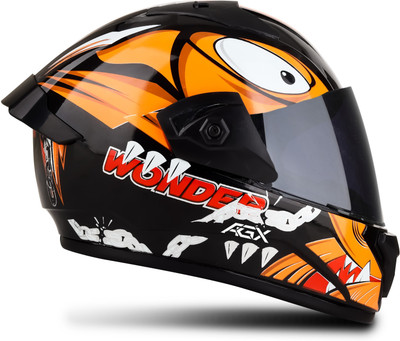 FOROLY Vampire with Anti UV PC Visor ABS Material Unisex Motorbike Helmet(Orange)