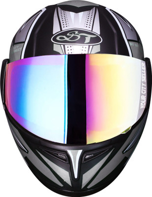 stiss H4 Motorbike Helmet(White Black)