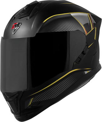Steelbird SBH-57 Carbon Fighter ISI and DOT Certified Full Face Helmet for Men and Women Motorbike Helmet(Glossy Black Neon)