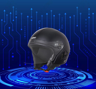 OZONE JSR_ HELMET_OPEN-FACE_SUPER QUALITY_AD@012 Motorbike Helmet(Black)
