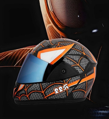 FOROLY Rado Spider ABS Material with Rainbow Visor (ZX-1) Motorbike Helmet(Orange)