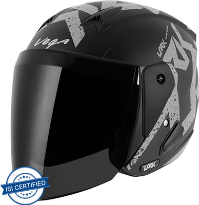 VEGA Lark Victor Motorbike Helmet(Dull Black Silver)