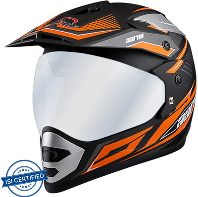 Aaron MX Decor Stylo Motorbike Helmet(Mat Black, Orange)