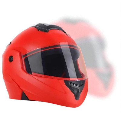 TRINOS Flipup with Polycarbonate Visor ABS Material (MM-1) Motorbike Helmet(Red)