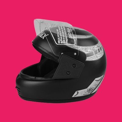 Font unisex full face quality good helmet @@235-AAA Motorbike Helmet(Grey)