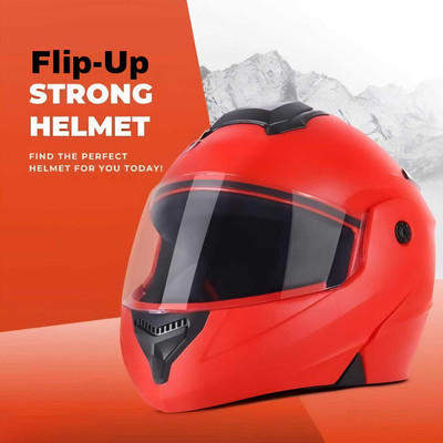 Agx Flipup with Polycarbonate Visor ABS Material Motorbike Helmet(Red)