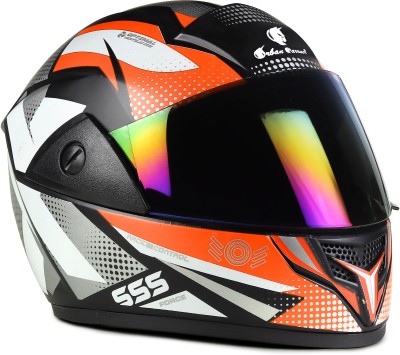 urban carrier ABS Material Full Face Rainbow Visor, UV Scratch Resistance Motorbike Helmet(Orange)