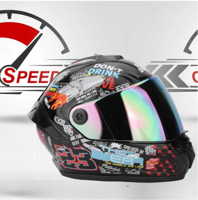 FOROLY Speed Biker With Rainbow Visor ABS Material Motorbike Helmet(Multicolor)