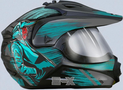 TRINOS X8 Cyber Graphics Motocross Motorbike Helmet (KK-1) Motorsports Helmet(Blue)