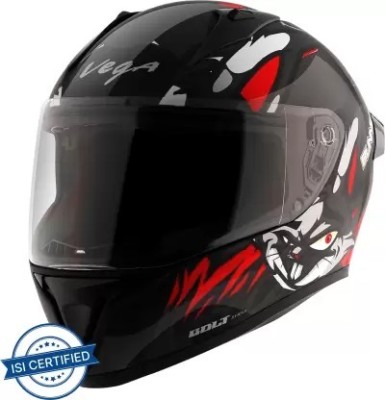 VEGA bolt octopus Motorbike Helmet(BLACK RED)