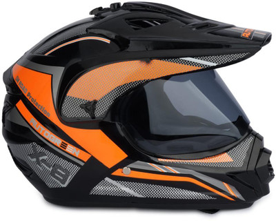 Racing-1 X8 With Pc Visor ABS Material Motocross Motorbike Helmet(Orange)