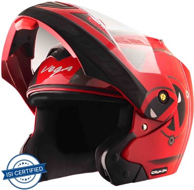 VEGA Crux Marvel Deadpool Edition Motorbike Helmet(Dull Red Black)