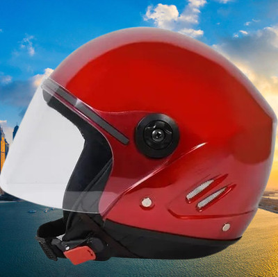 Lxt Red_Half_face_Helmet_with ISI Certified_RE_17 Motorbike Helmet(Red)