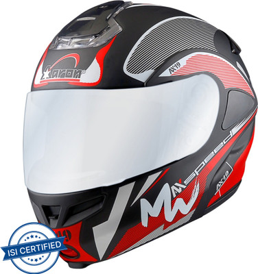 Aaron Hybrid Decor Max Speed Motorbike Helmet(Matt Black, Red)