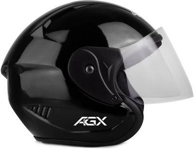 Agx Open Face Unisex Motorbike Helmet(Black)