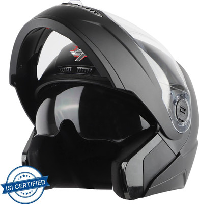 Steelbird SBA-7 7Wings ISI Certified Flip-Up Helmet for Men and Women Motorbike Helmet(Glossy Black)