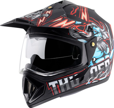VEGA Off Road D/V Thunder Motorbike Helmet(Dull Black Red)