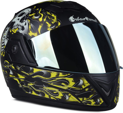 urban carrier ABS Ghost Rider Full Face Rainbow Visor(G21) Motorbike Helmet(Yellow)