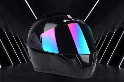 urban carrier ABS Material Full Face Rainbow Visor Helmet, UV Scratch Resistance Motorbike Helmet(Black)