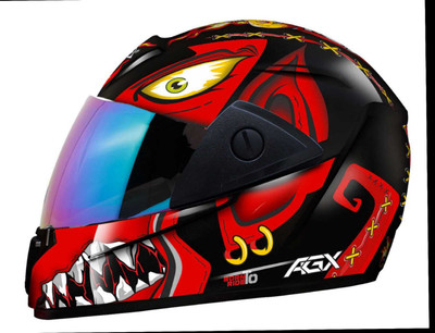 FOROLY Rado Bali Full Face ABS Material with Rainbow visor Motorbike Helmet(Red)