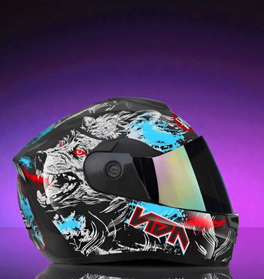 deletion Autogreen Agn Monster Wolf with ABS Material Rainbow Visor (NN-1) Motorbike Helmet(Multicolor)
