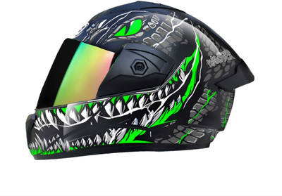 Agx Wonder Smk with Rainbow Visor ABS Material Motorbike Helmet(Green)