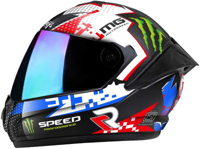 Agx Speed 23 With Anti UV Rainbow Visor Abs Material Unisex Motorbike Helmet(Red)