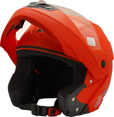 4U SUPREME Aester Crust Flip-Up ISI Certified ABS Clear Visor, Motorbike Helmet(Red)