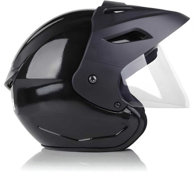 TRINOS Neno Peak with pc Visor ABS Material (MM-1) Motorbike Helmet(Black)