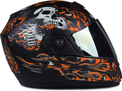 urban carrier ABS Ghost Rider Full Face Rainbow Visor Motorbike Helmet(Orange)